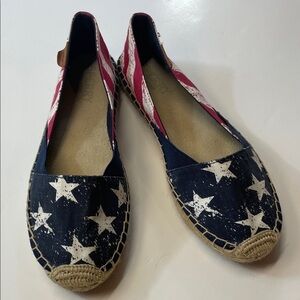 Sperry Top-Sider Women’s Stars & Stripes Flag Espadrille Flats Canvas Sz 9